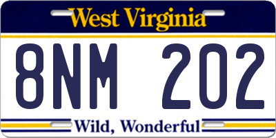 WV license plate 8NM202