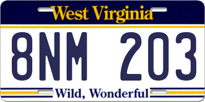 WV license plate 8NM203