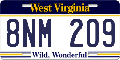 WV license plate 8NM209