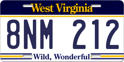 WV license plate 8NM212