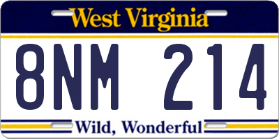 WV license plate 8NM214