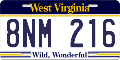 WV license plate 8NM216
