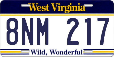 WV license plate 8NM217