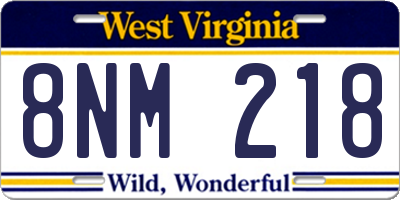 WV license plate 8NM218