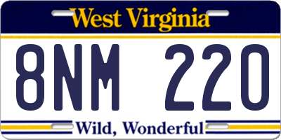 WV license plate 8NM220