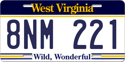 WV license plate 8NM221