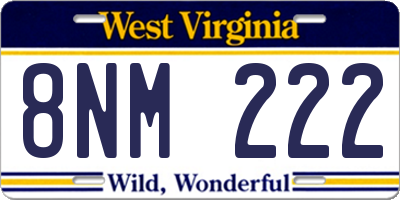 WV license plate 8NM222