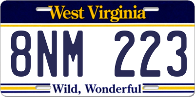 WV license plate 8NM223