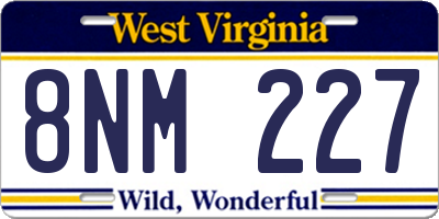 WV license plate 8NM227