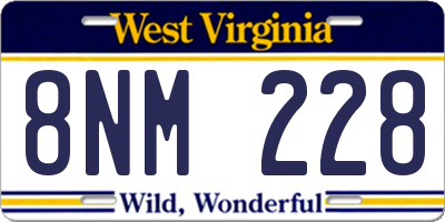 WV license plate 8NM228