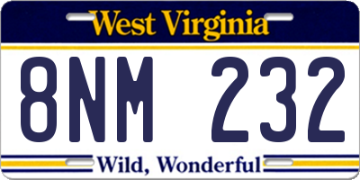 WV license plate 8NM232