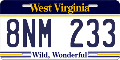 WV license plate 8NM233