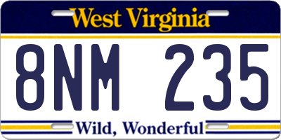 WV license plate 8NM235