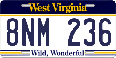 WV license plate 8NM236