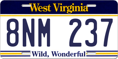 WV license plate 8NM237