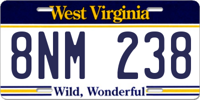 WV license plate 8NM238