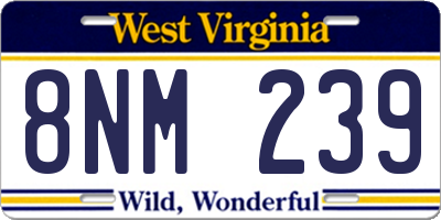 WV license plate 8NM239