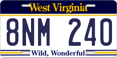 WV license plate 8NM240