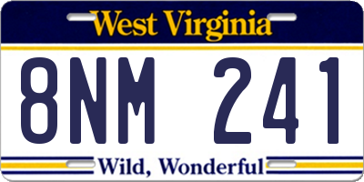 WV license plate 8NM241