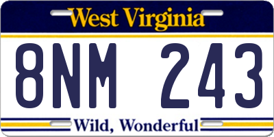 WV license plate 8NM243