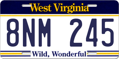 WV license plate 8NM245