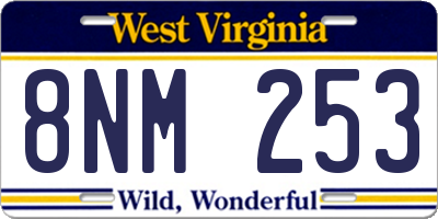 WV license plate 8NM253