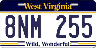 WV license plate 8NM255