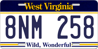 WV license plate 8NM258