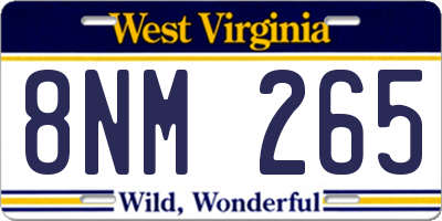 WV license plate 8NM265