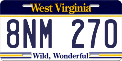 WV license plate 8NM270