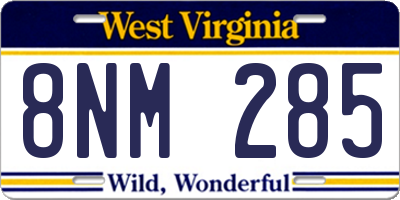 WV license plate 8NM285