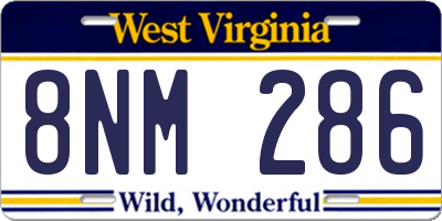 WV license plate 8NM286