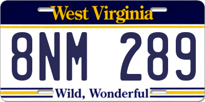 WV license plate 8NM289