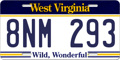 WV license plate 8NM293