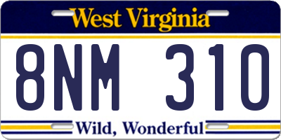 WV license plate 8NM310
