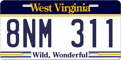 WV license plate 8NM311