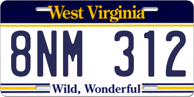WV license plate 8NM312