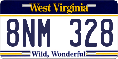 WV license plate 8NM328