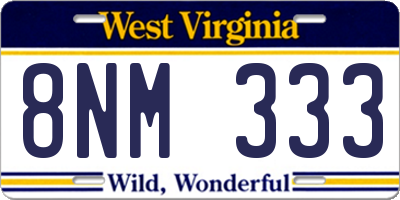 WV license plate 8NM333