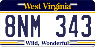 WV license plate 8NM343