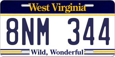 WV license plate 8NM344
