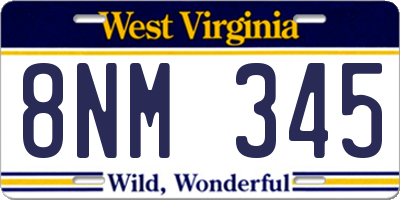 WV license plate 8NM345