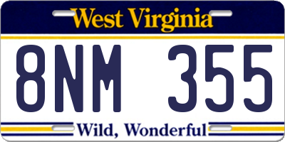 WV license plate 8NM355