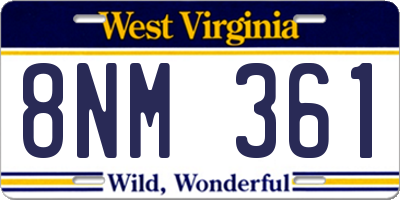 WV license plate 8NM361