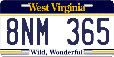 WV license plate 8NM365