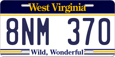 WV license plate 8NM370