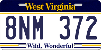 WV license plate 8NM372