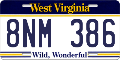 WV license plate 8NM386