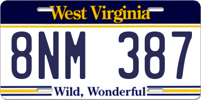 WV license plate 8NM387
