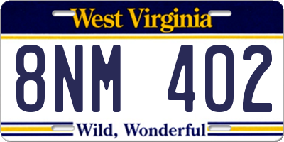 WV license plate 8NM402